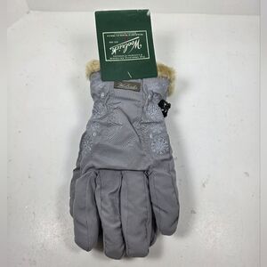 Gray Winter Gloves with Snowflake Design